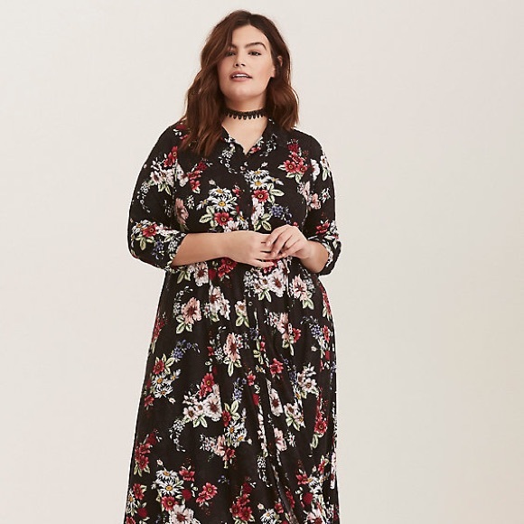 floral front slit maxi tunic